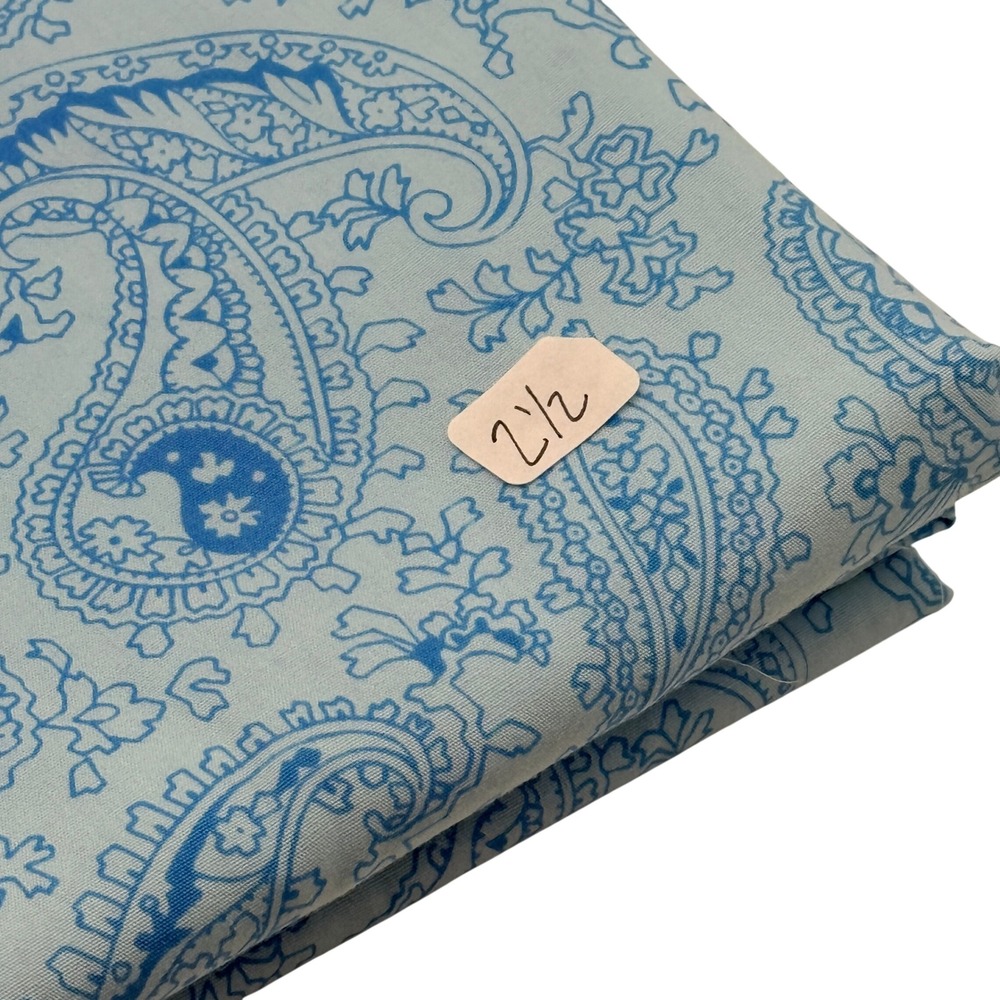 Paisley Print Cotton Fabric Teardrop Floral Light Blue 2.5 Yards Woven Sewing